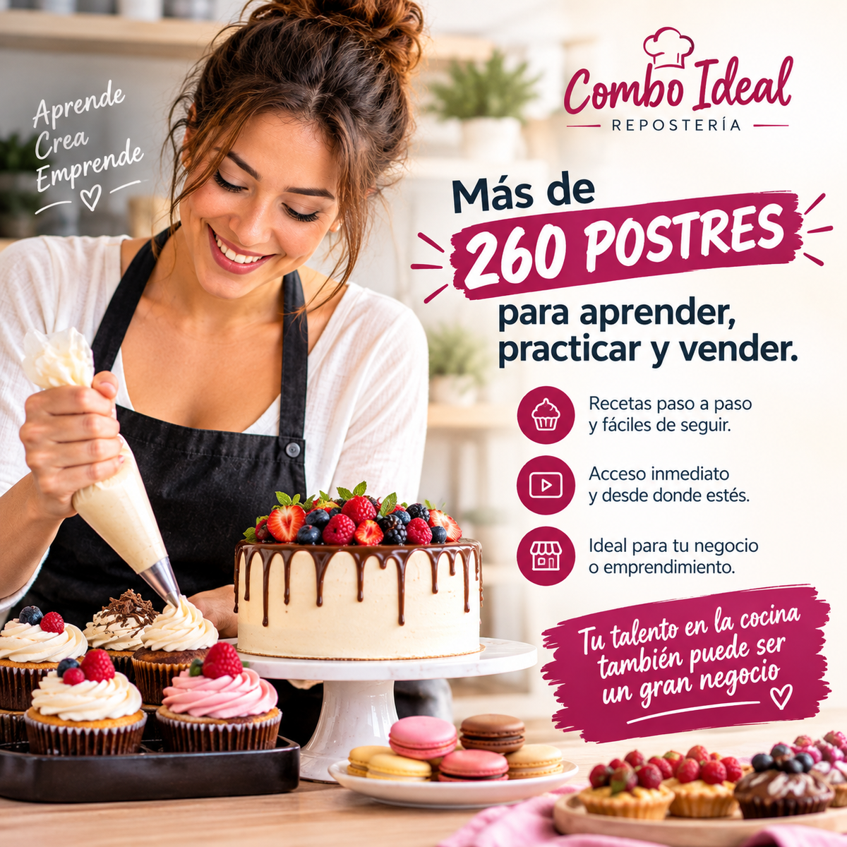 Transforma tu pasión por la repostería en ingresos reales desde tu propia cocina